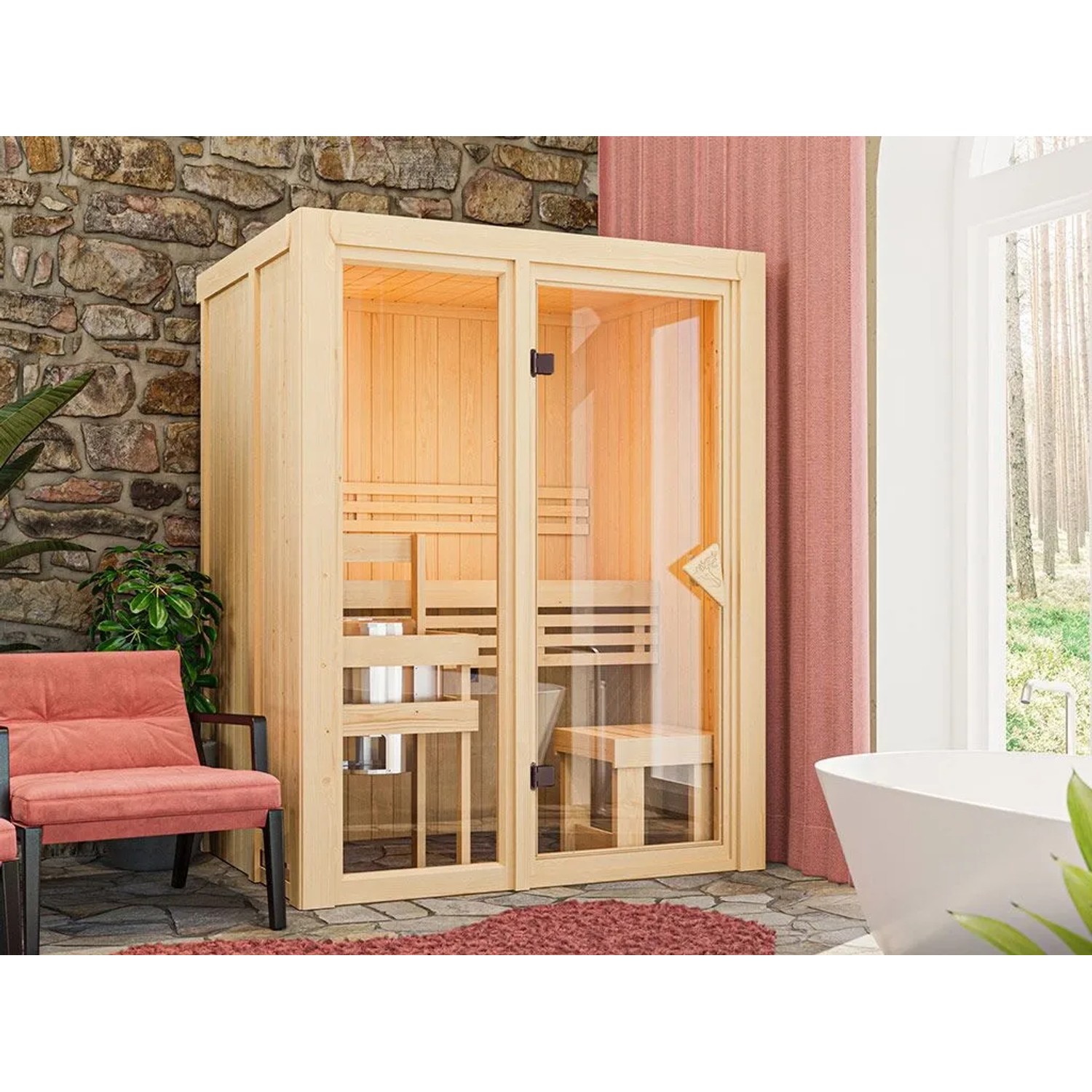 Karibu Innensauna Paradiso 68 mm Wandstärke ohne Ofen