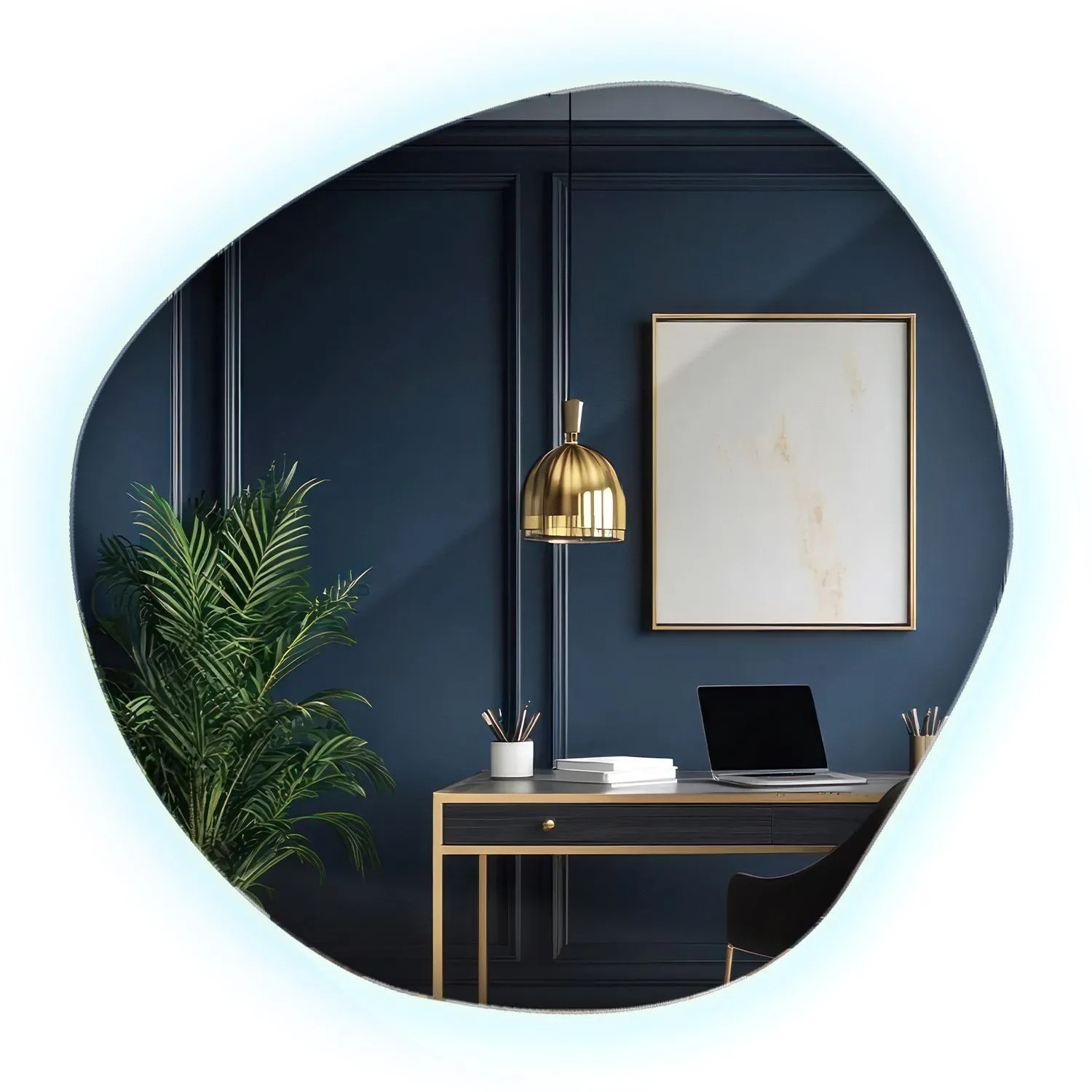 Wallfluent Beleuchteter Spiegel 57.5x58 cm Unregelmäßige Form Mit Kaltweiß 6500K Für Bad Und Ankleidezimmer