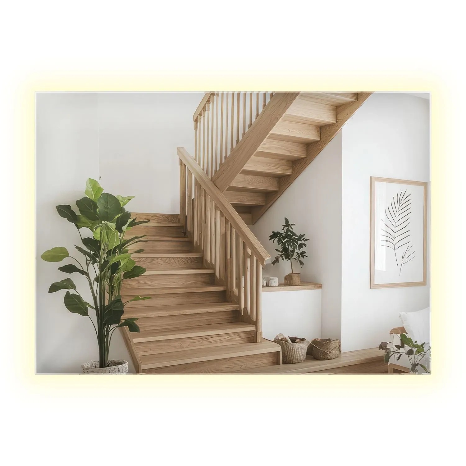 Wallfluent Spiegel Mit Beleuchtung 70x50 cm Rechteckige Form Mit Kaltweiß 6500K LED Licht Für Badezimmer Und Ankleidezimmer