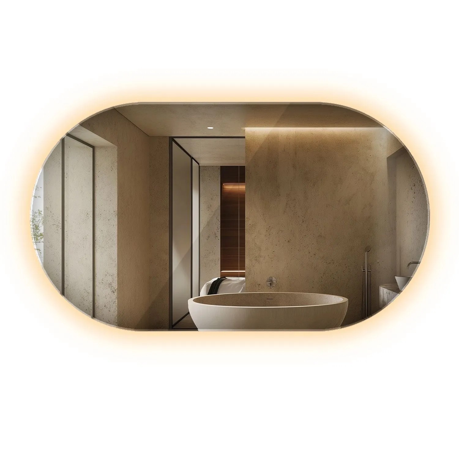 Wallfluent Beleuchteter Ovaler Spiegel 46x80 cm Mit Warmweiß 3000K Für Bad Schlafzimmer Und Ankleidezimmer