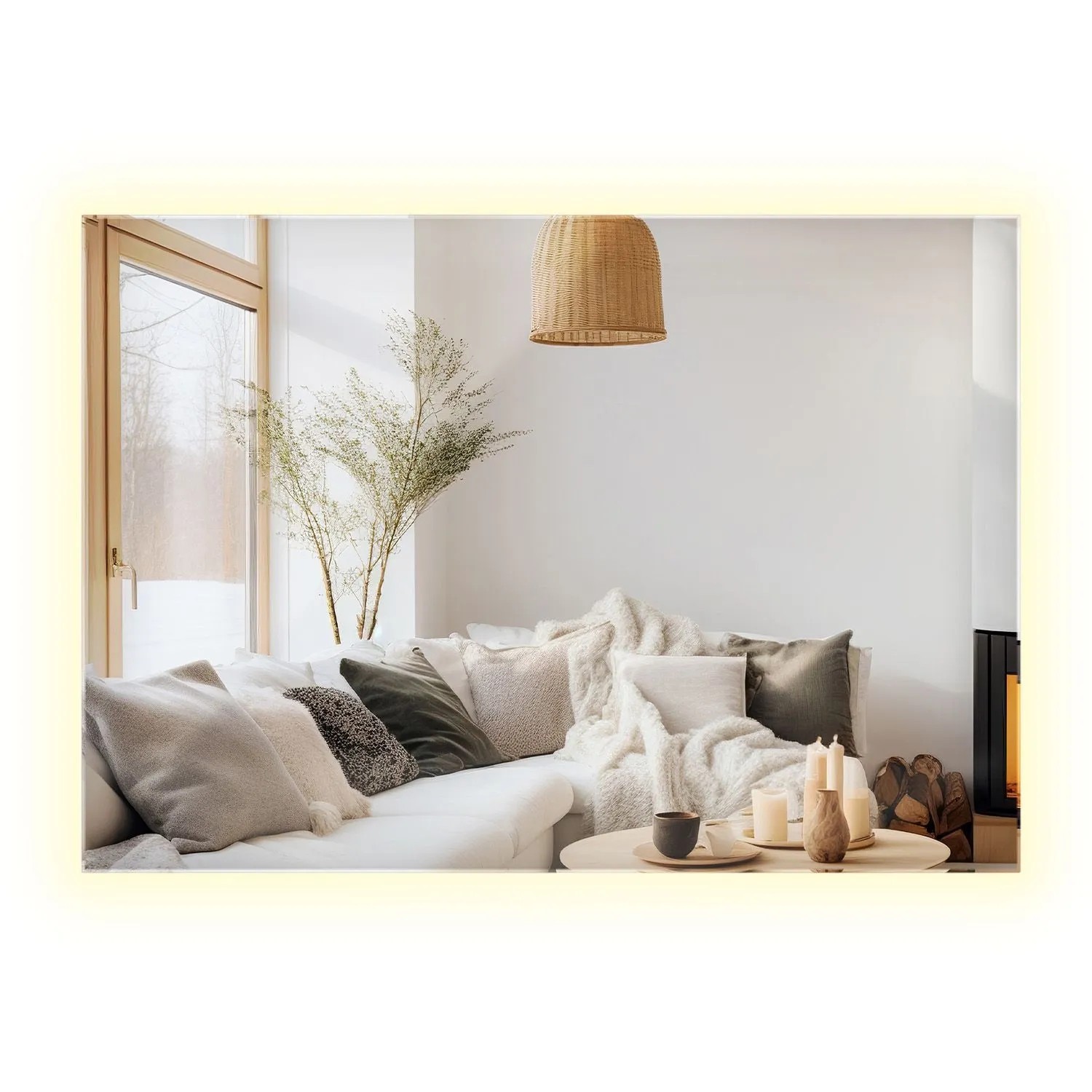 Wallfluent LED Spiegel 100x70 cm Rechteckige Form Mit Kaltweiß 6500K Beleuchtung Für Badezimmer Und Schlafzimmer