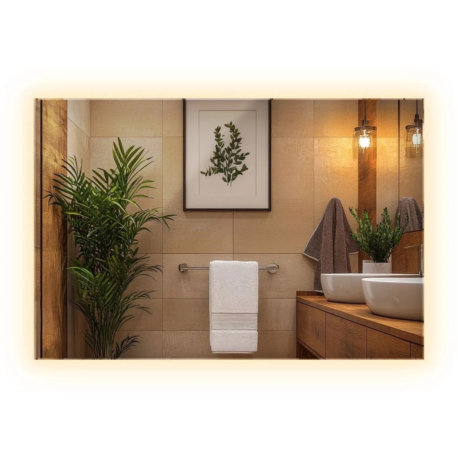 Wallfluent Beleuchteter Spiegel 60x40 cm Rechteckige Form Mit Warmweiß 3000K Für Bad Schlafzimmer Und Flur