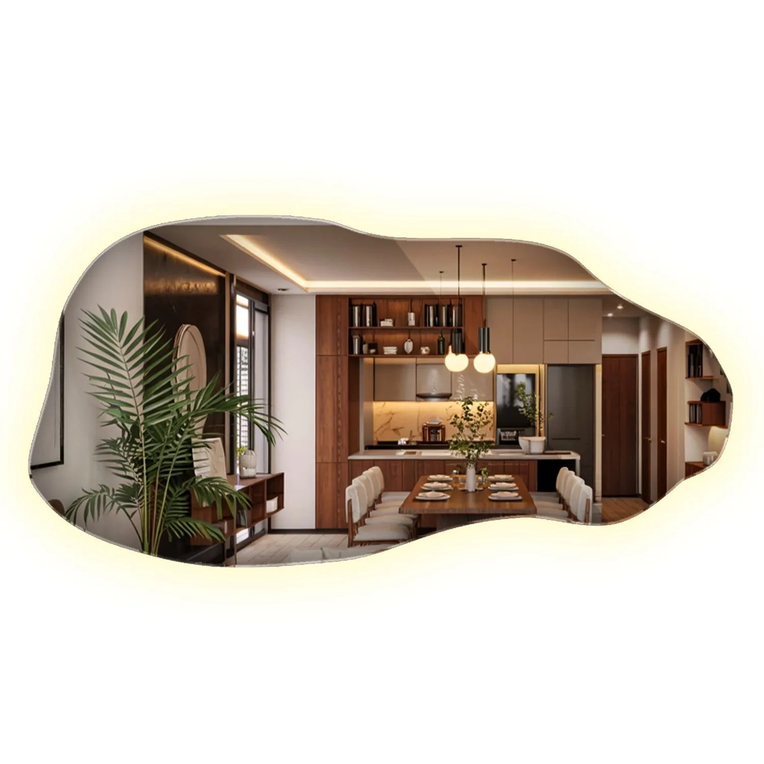 Wallfluent LED Lichtspiegel 50x100 cm Mit Organischer Form Und Neutralweiß 4000K Für Bad Wohnzimmer Und Schlafzimmer