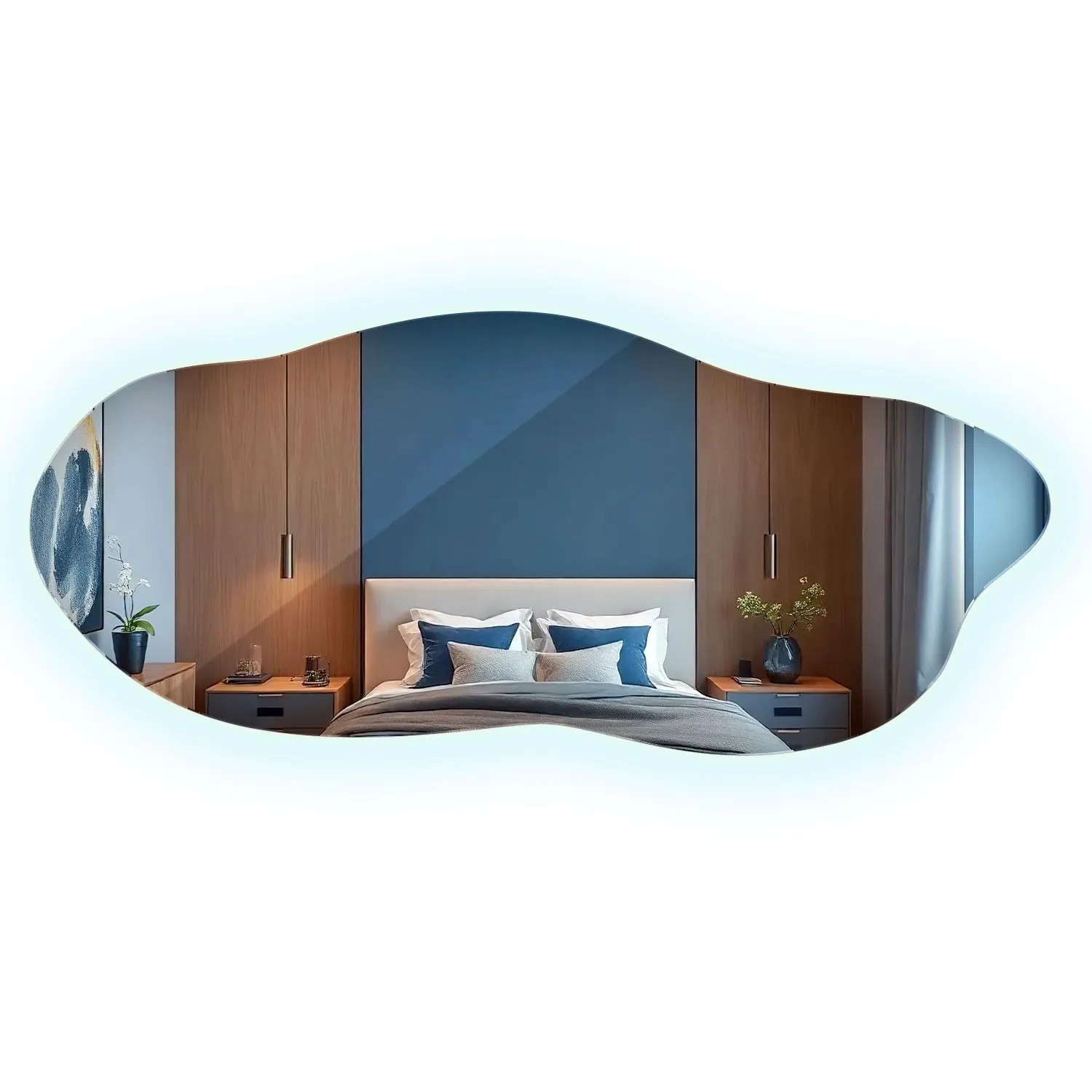 Wallfluent Beleuchteter Spiegel 45x100 cm Organische Form Mit Kaltweiß 6500K Licht Für Badezimmer Und Ankleidezimmer