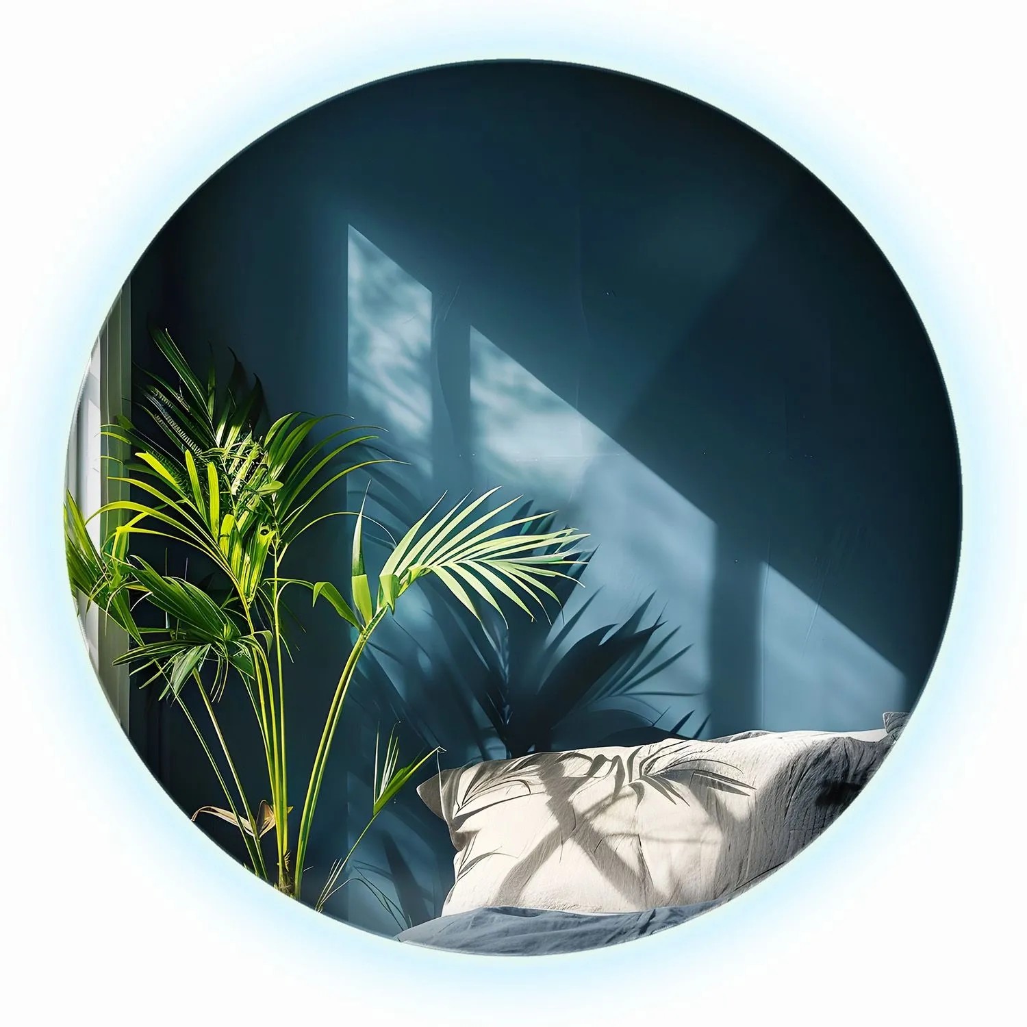 Wallfluent Runder Wandspiegel Mit LED 80x80 cm Mit Kaltweiß 6500K Beleuchtung Für Badezimmer Und Ankleidezimmer