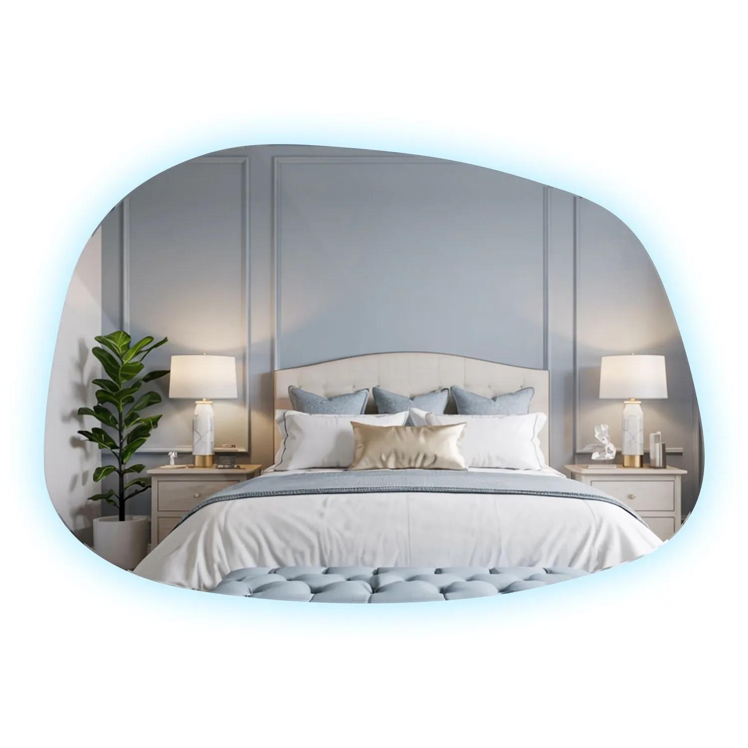 Wallfluent LED Spiegel 35x70 cm Halbrundes Design Mit Kaltweiß 6500K Beleuchtung Für Badezimmer Und Ankleidezimmer