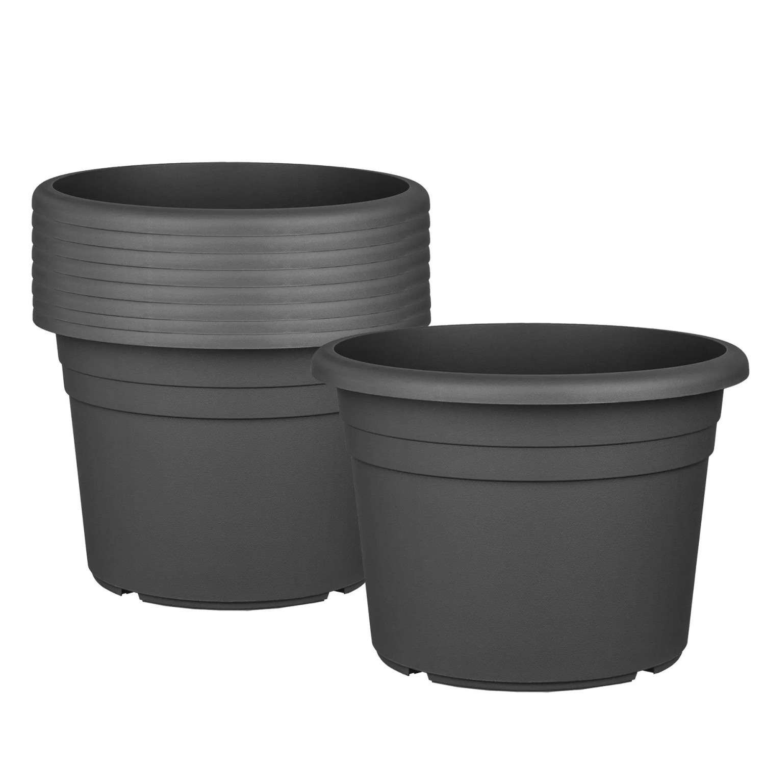 BigDean 9X Blumentopf Ø 25 cm Farbe Anthrazit Kunststoff Pflanztopf Containertopf Übertopf Pflanzkübel rund 25 x 18 cm
