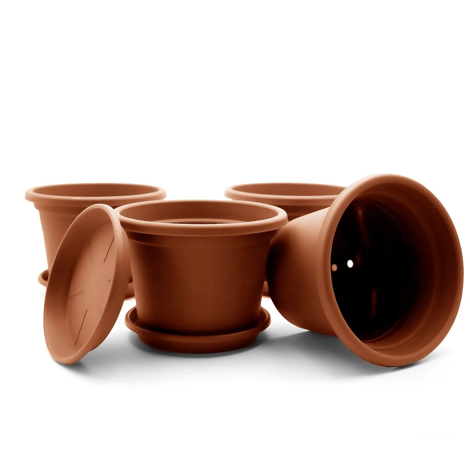 BigDean 4 Stück Blumentopf Mit Untersetzer Rund Ø 35 Cm Terracotta Wetterfester Pflanzkübel Made In Europe