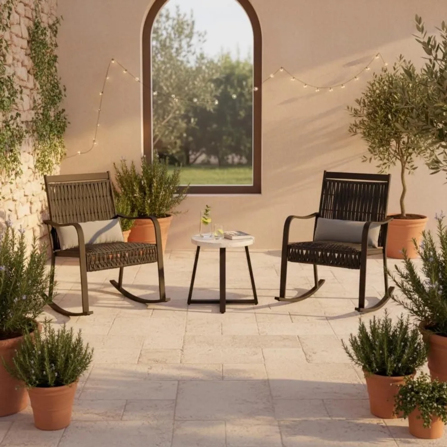 Bessagi Garden Balkonset Mathilda Grün/Schw. Metall/Outdoorstoff +Abdeckung