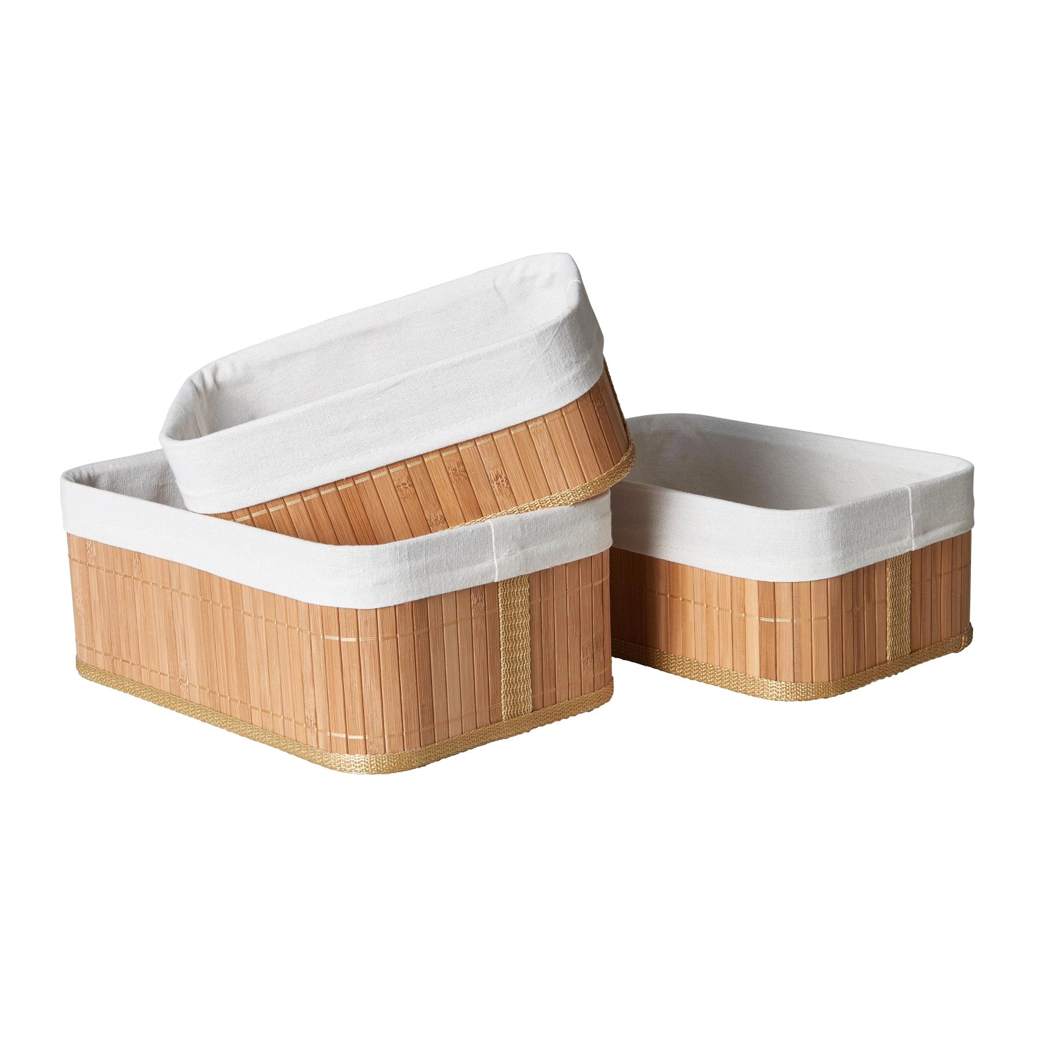 Zandiara Korbset Bamboo in Beige, 3 Stück