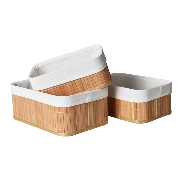 Zandiara Korbset Bamboo in Beige, 3 Stück