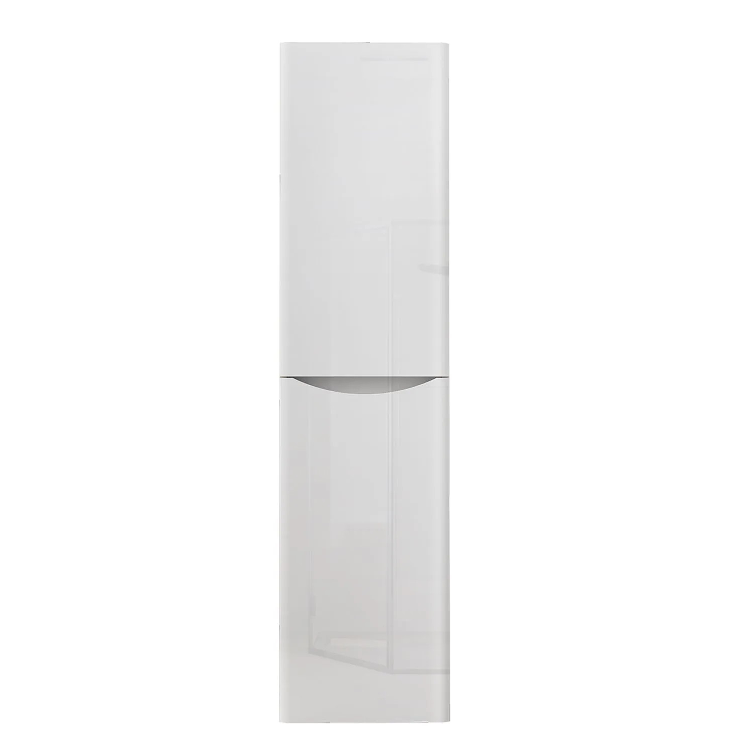 AICA Badezimmerschrank Smiely 140 cm Hochschrank mit 2 Türen Softclose Grifflos Hochglanz Weiß Hängend