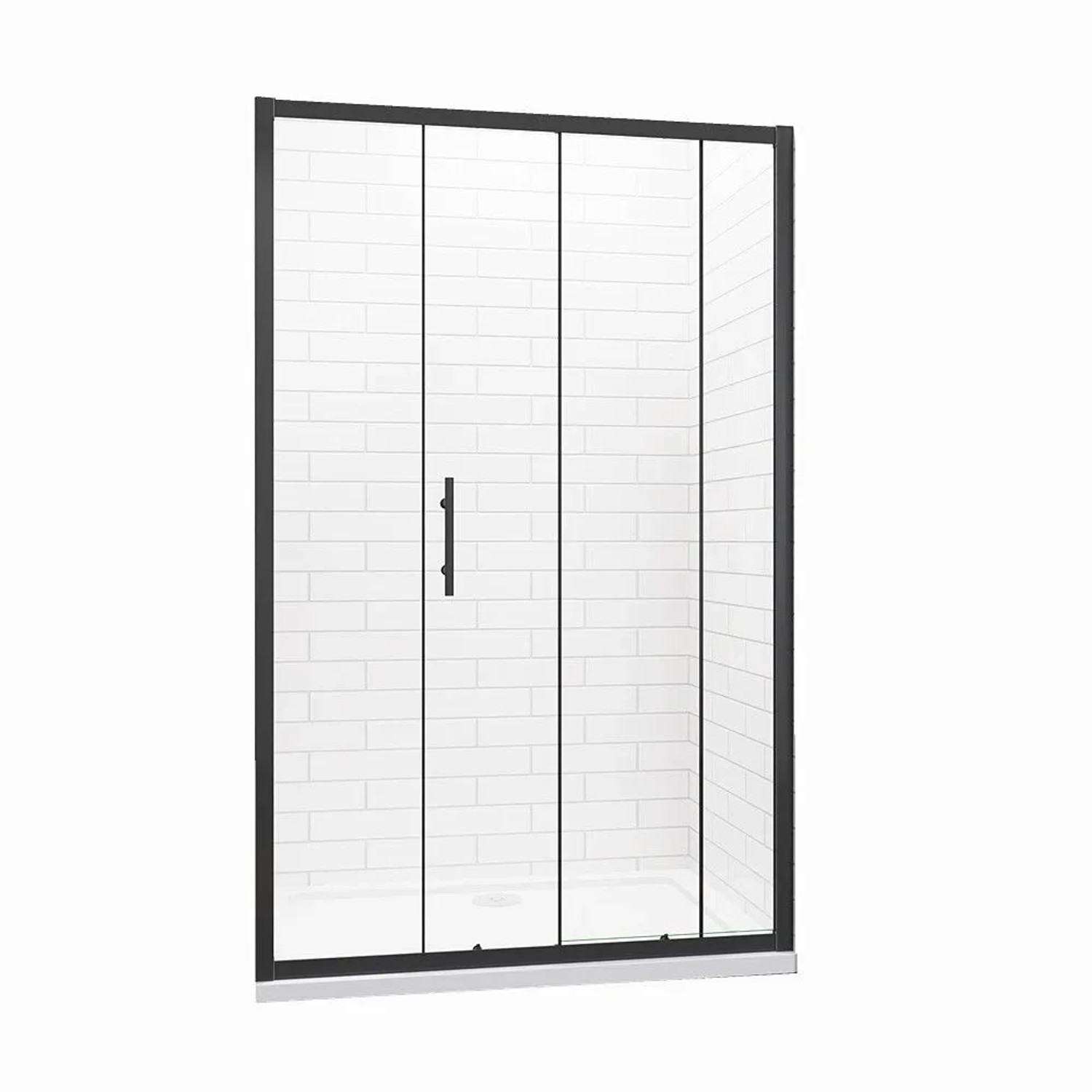 Duschparadies Duschtür 150 x 195cm Schiebetür Nischentür 6mm Nano Glas Dusche Schwarzrahmen