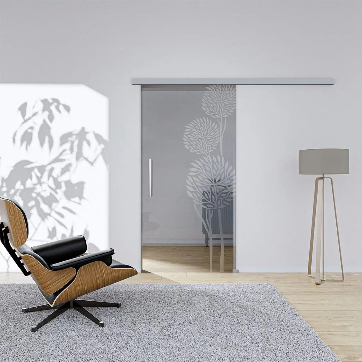 Hansaglas Glasschiebetür Cano 2 1025 x 2050 mm DIN Rechts Komplettset Silber Griffstange