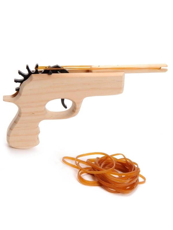 Playwood Wooden Gun with Elastic Band
