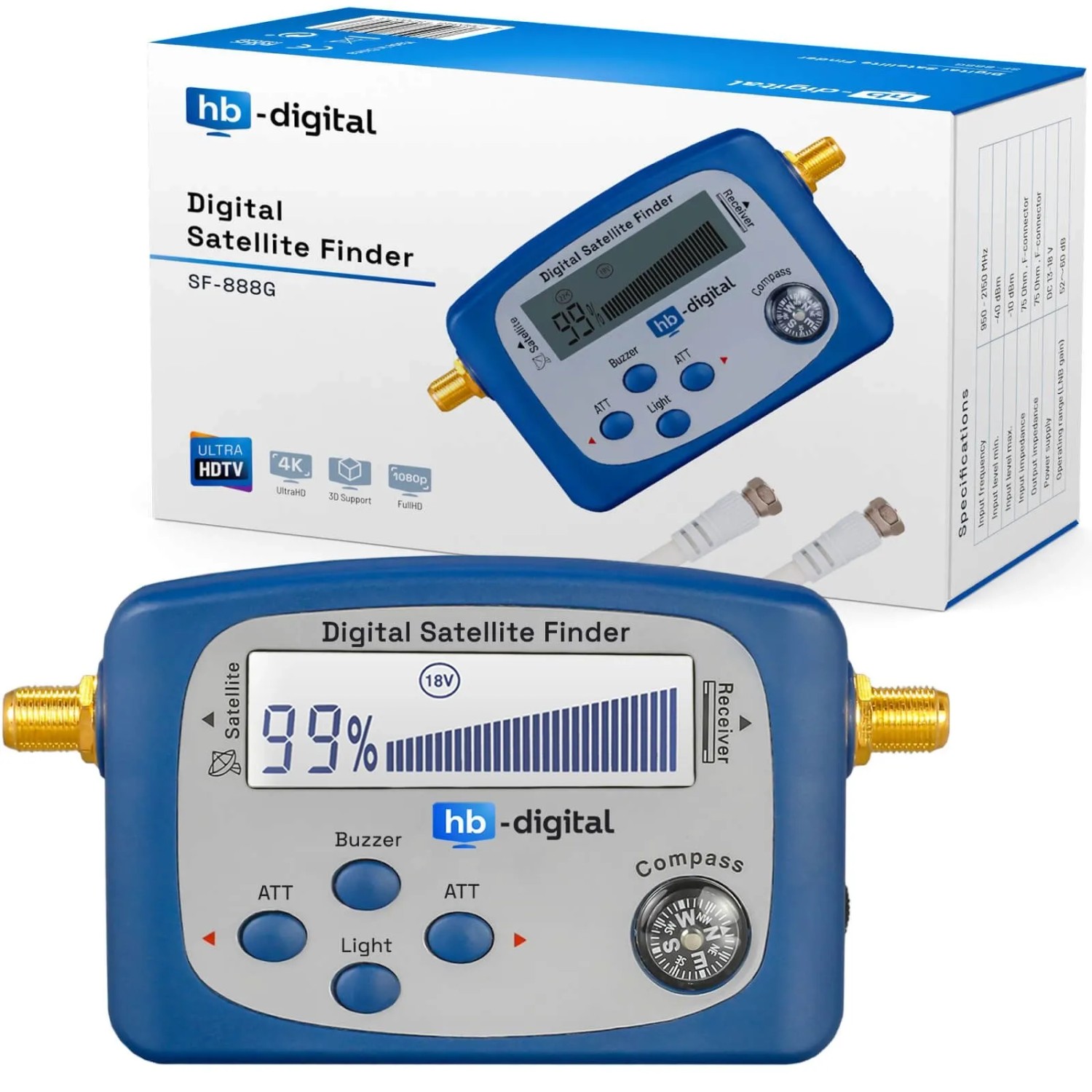 hb-digital Satfinder Digital SF-888G Display Kompass Ton Blau