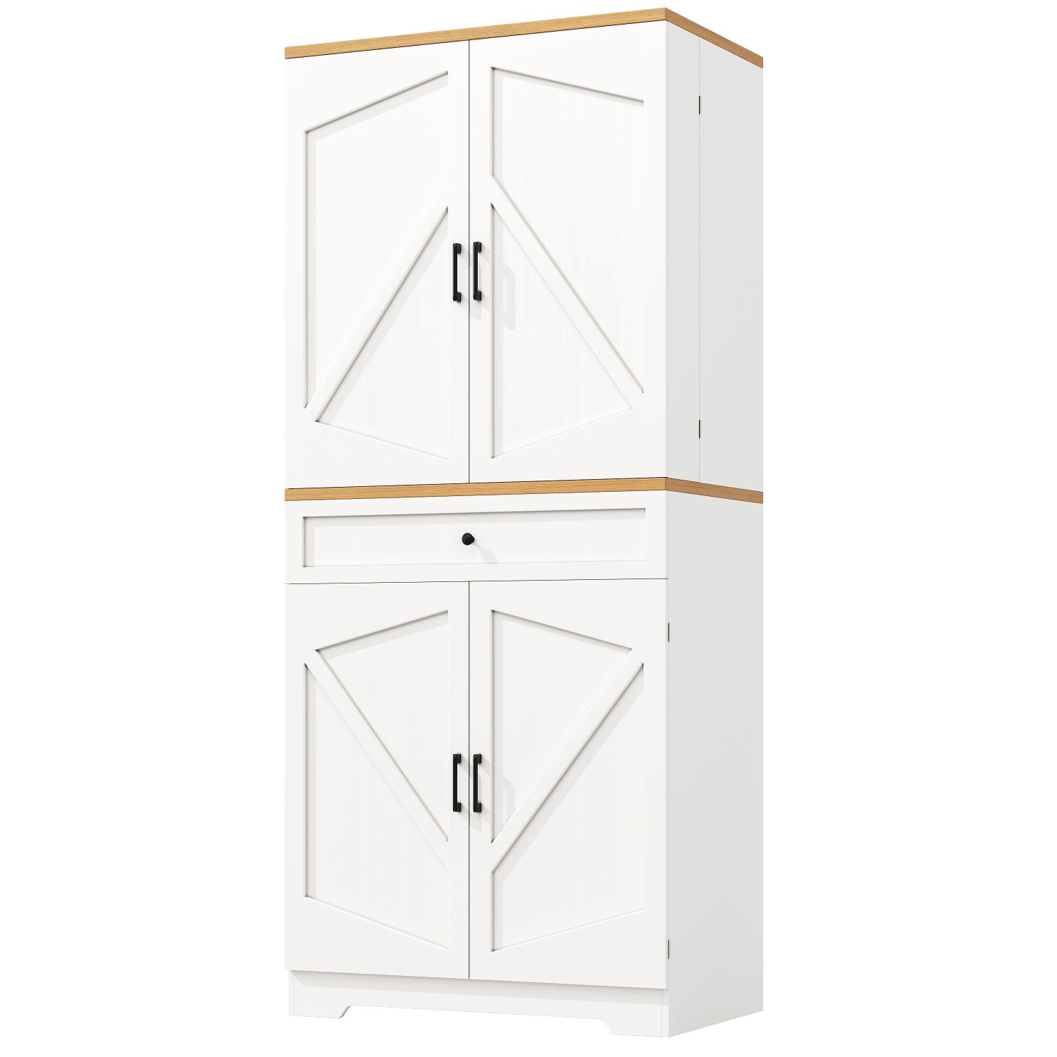 Merax Küchenschrank 80x40x180 cm MDF Spanplatte 12 Türfächer Schubladen