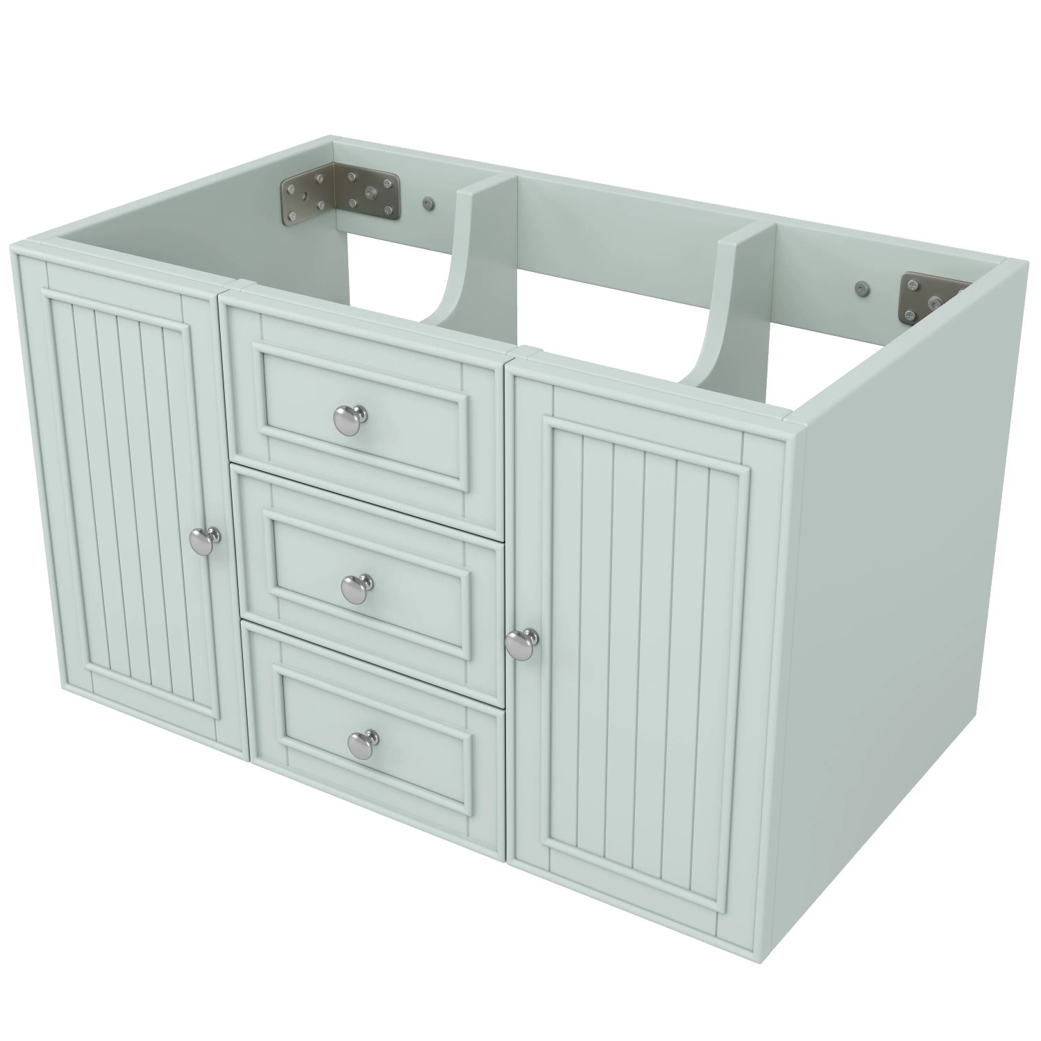 Merax Waschbeckenunterschrank 78,5x46x46,8 cm Grün 3 Schubladen Modern
