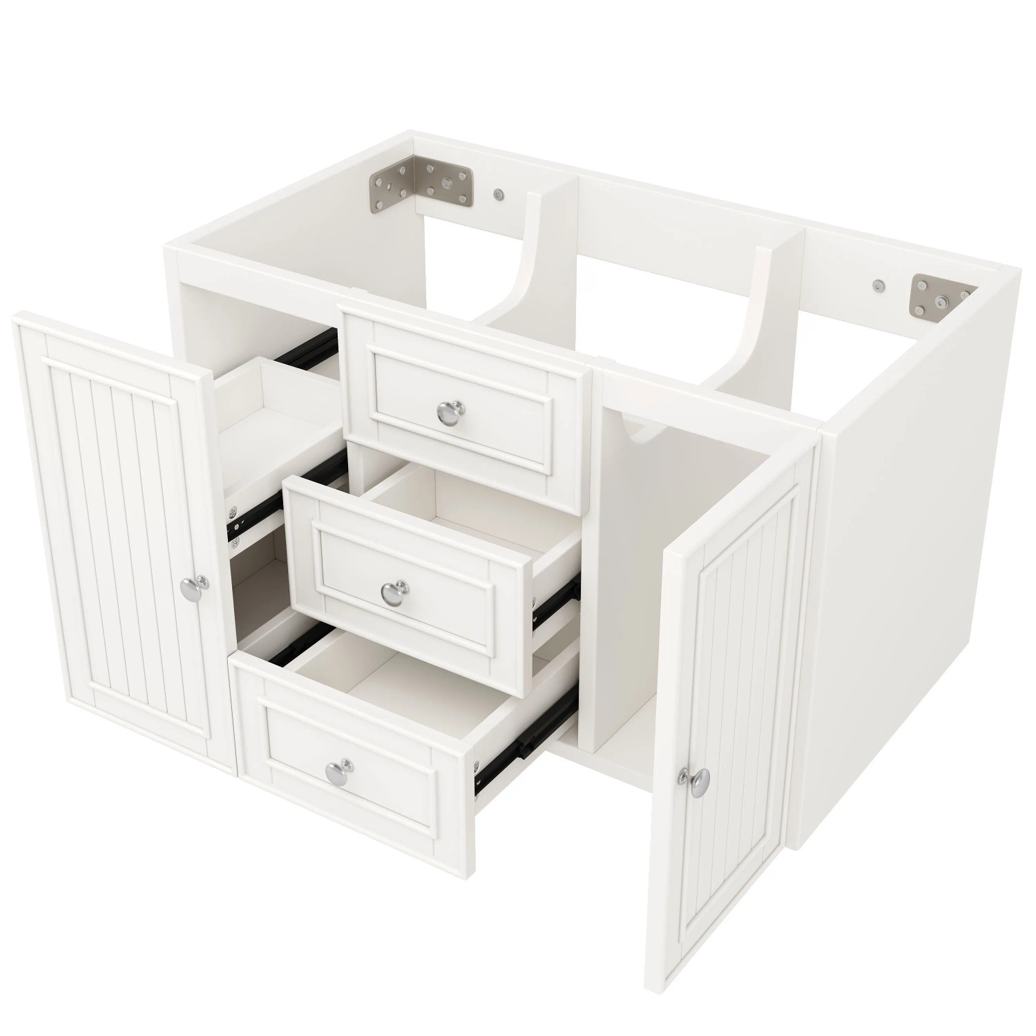 Merax Waschbeckenunterschrank 78,5x46x46,8 cm Weiß 3 Schubladen Modern