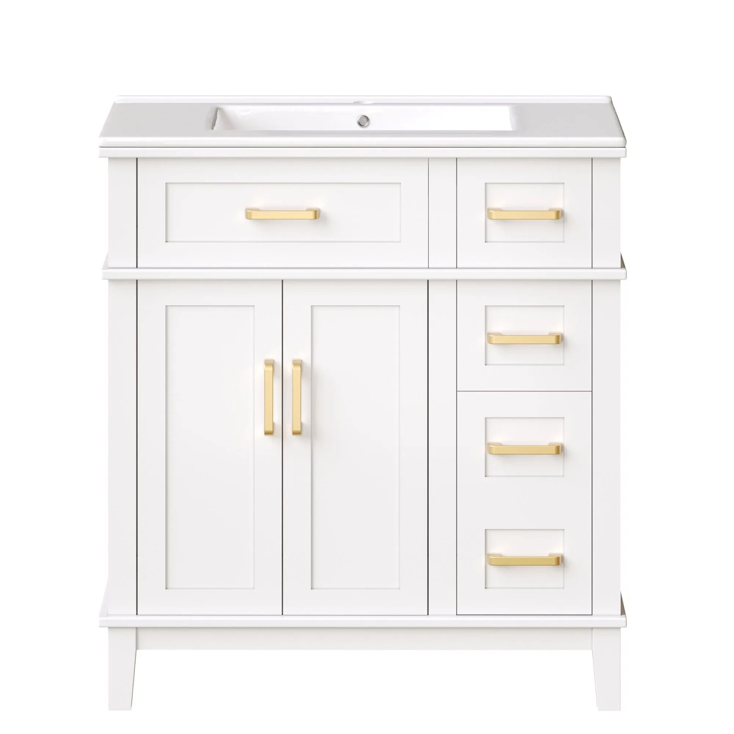 Merax Badezimmerschrank Keramikbecken Schubladen Soft Close Viel Stauraum