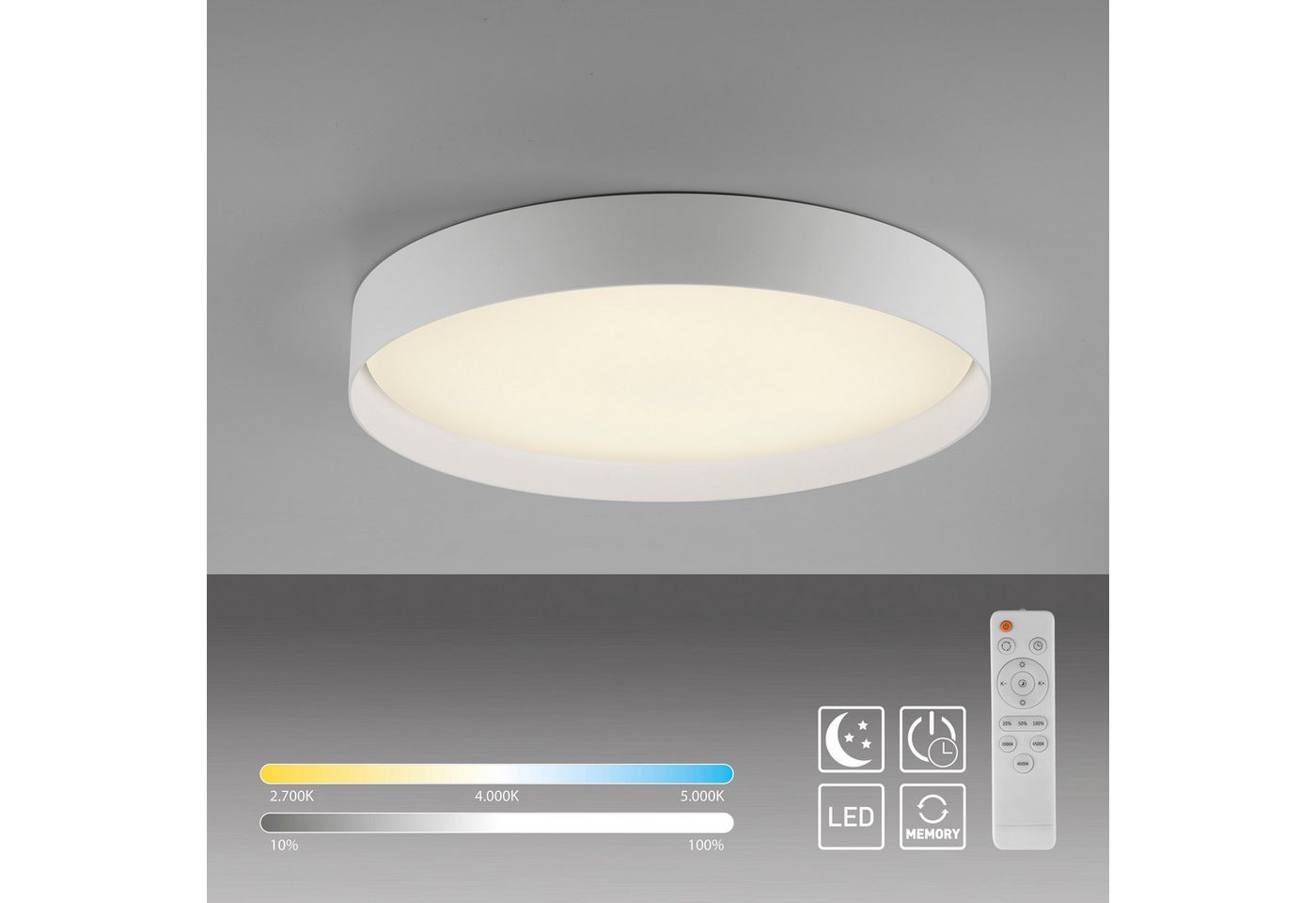 Schöner Wohnen Tavoli LED Deckenleuchte, Ø: 49 cm weiß Bild 3