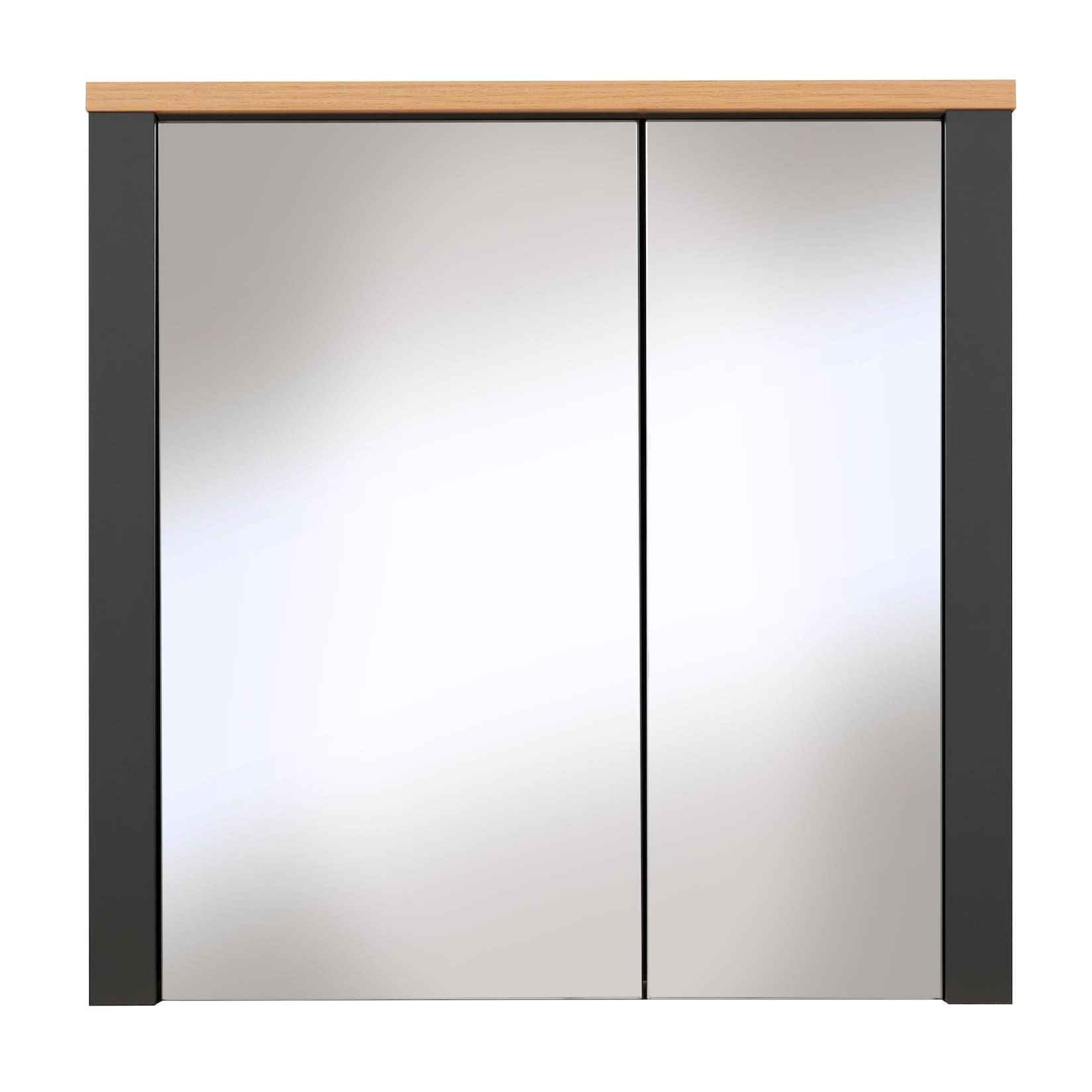 Bad-Spiegelschrank Carbona mit 2 Spiegeltüren & Glasböden, Soft-Close, Anthrazit/Artisan Eiche