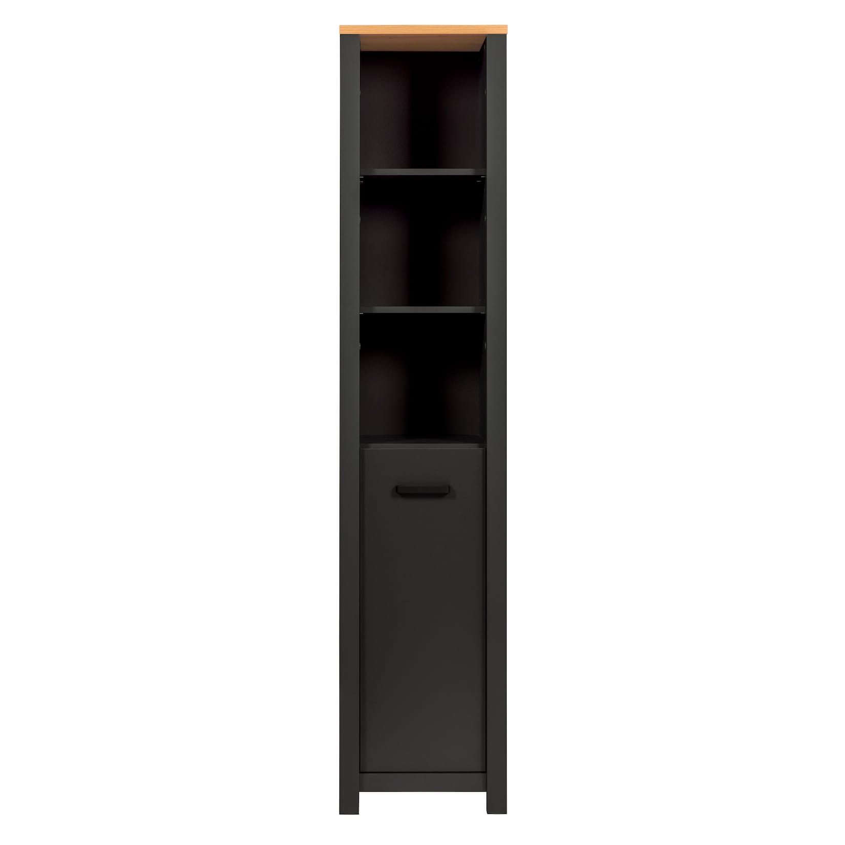 Bad-Hochschrank Carbona mit Soft-Close-Tür & 3 offenen Fächern, Anthrazit/Artisan Eiche