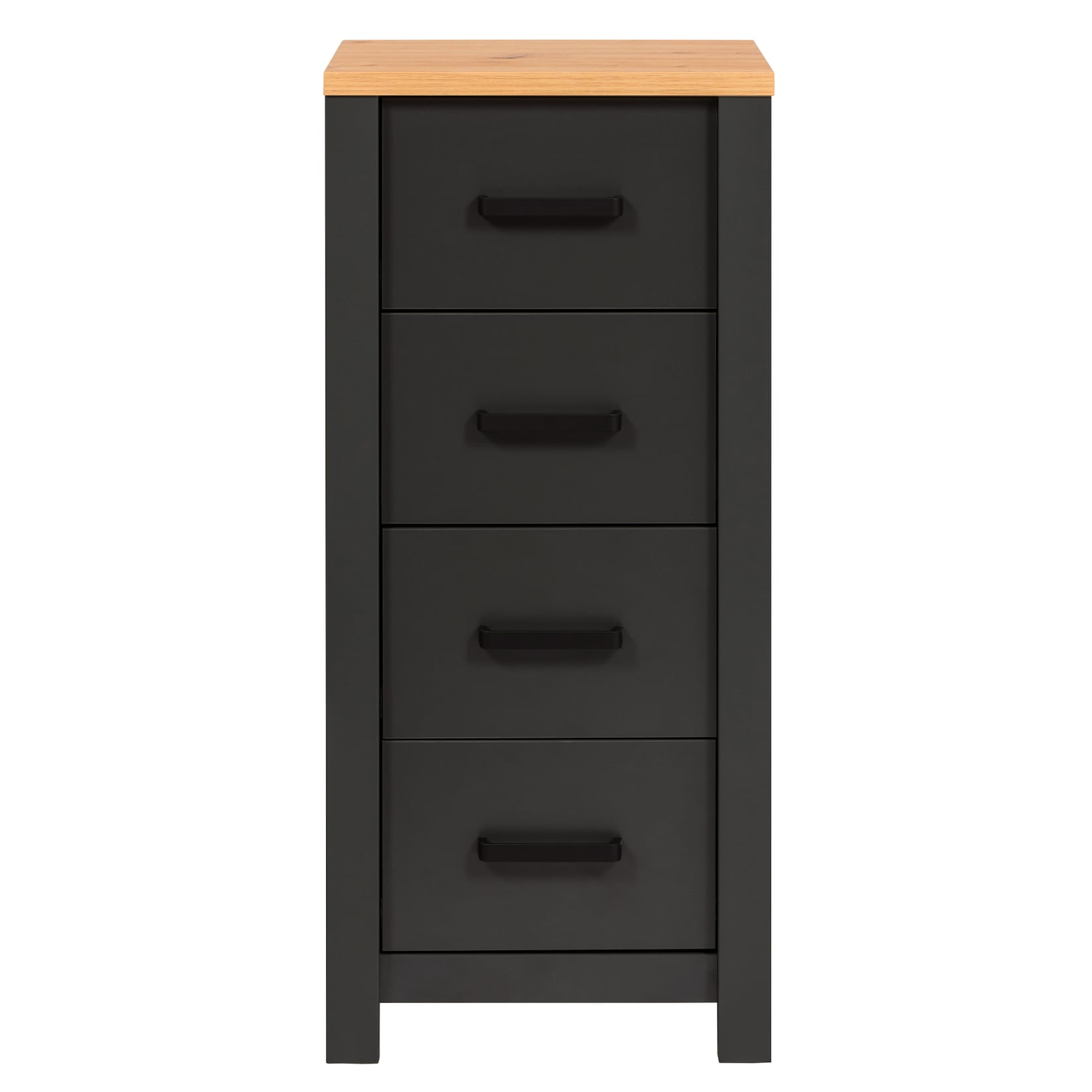 Badkommode Carbona mit 4 Soft-Close-Schubladen, Anthrazit/Artisan Eiche, schwarze Aluminiumgriffe