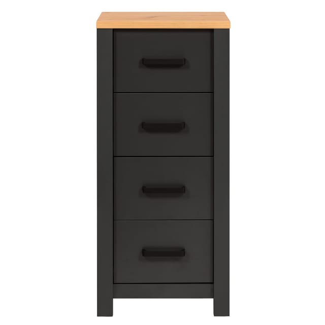 Badkommode Carbona mit 4 Soft-Close-Schubladen, Anthrazit/Artisan Eiche, schwarze Aluminiumgriffe