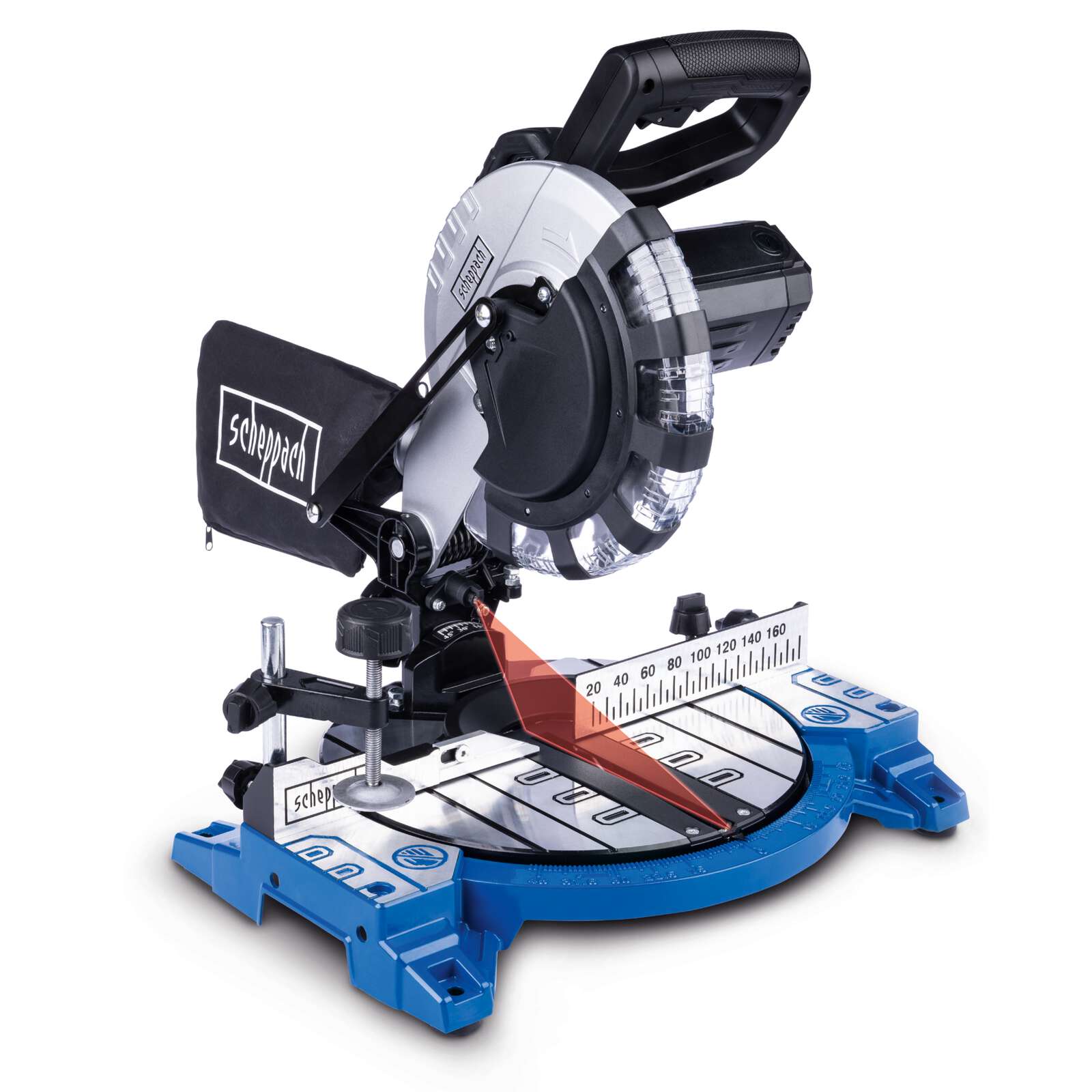 Kapp- und Gehrungssäge HM210L Scheppach - 1500W | 120mm Schnittbreite | 60mm Schnitthöhe | 24Z | Winkeleinstellung 45°
