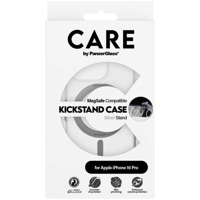 CARE by PanzerGlass Case Feature Silver Kickstand & MagSafe iPhone 16 Pro