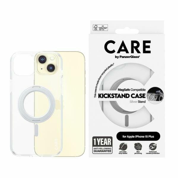 CARE by PanzerGlass Feature Case Transparent w. Silver Kickstand & MagSafe iPhone 15 Plus
