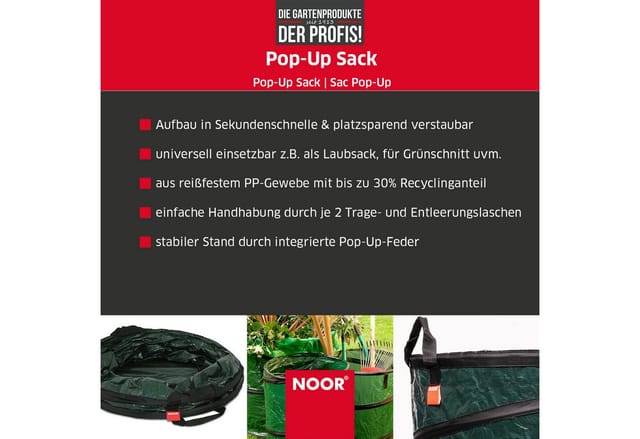 NOOR Pop-Up Sack Gartenabfallsack, 100 l