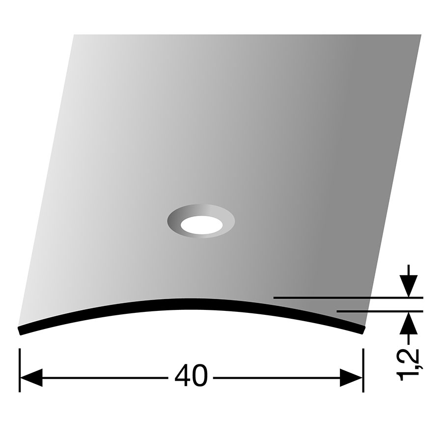 PARKETTFREUND Übergangsprofil Edelstahl matt gebürstet Schrauben und Dübel Übergangsschiene grau, 100 cm, 1 mm,40 mm