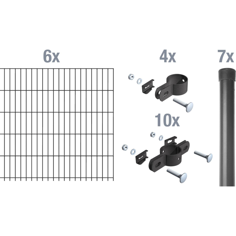 Alberts Einstabmatten Zaun-Set anthrazit, zum Einbetonieren, 75 cm, 12 m