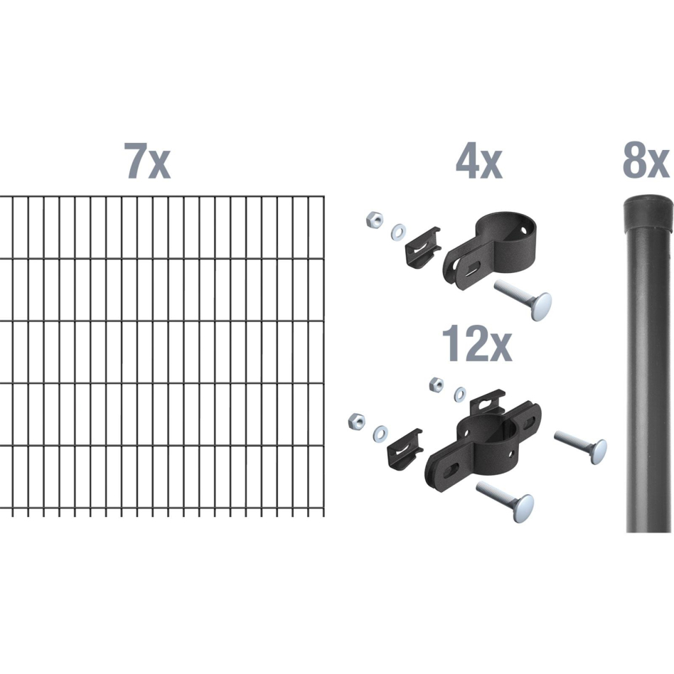Alberts Einstabmatten Zaun-Set anthrazit, zum Einbetonieren, 75 cm, 14 m