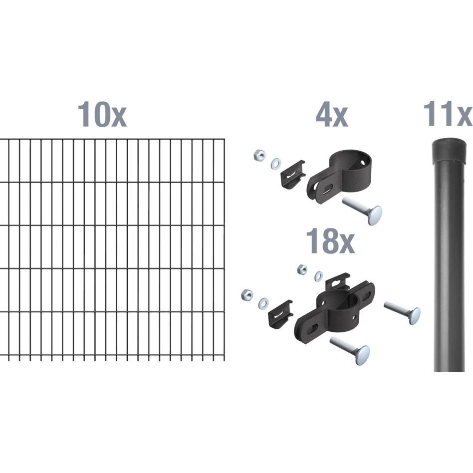 Alberts Einstabmatten Zaun-Set anthrazit, zum Einbetonieren, 75 cm, 20 m