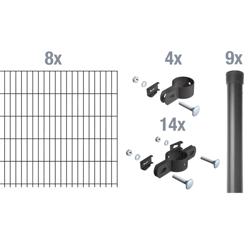 Alberts Einstabmatten Zaun-Set anthrazit, zum Einbetonieren, 100 cm, 16 m