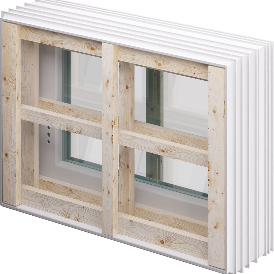 ACO Therm 3.0 Leibungskellerfenster Standard für Ortbeton und Mauerwerk mit 3-fach WSG, Anschlag rechts, 100x100 cm,25 cm