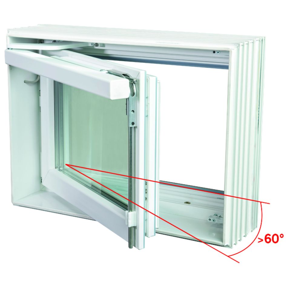 ACO Therm 1.2 Zuluft-Drehflügel für Kellerfenster, Anschlag rechts, 100x62,5 cm