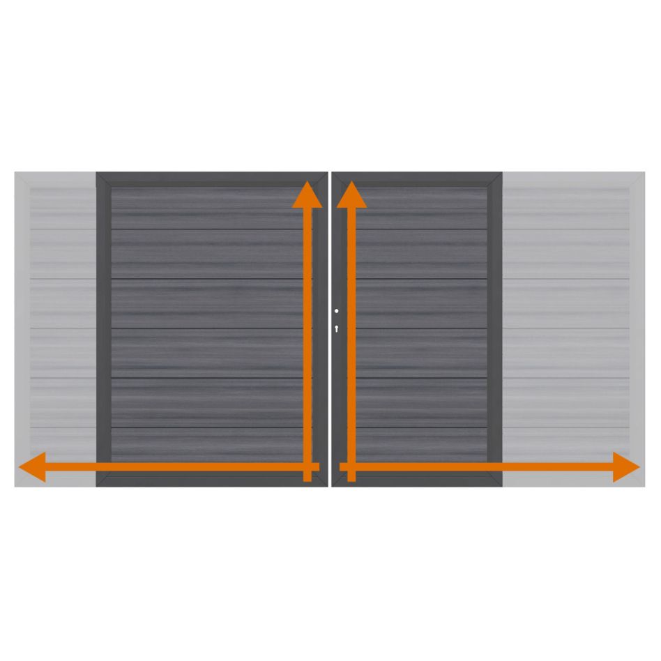 TraumGarten Doppeltor auf Maß Sichtschutzzaun SYSTEM WPC Platinum XL Grau günstig