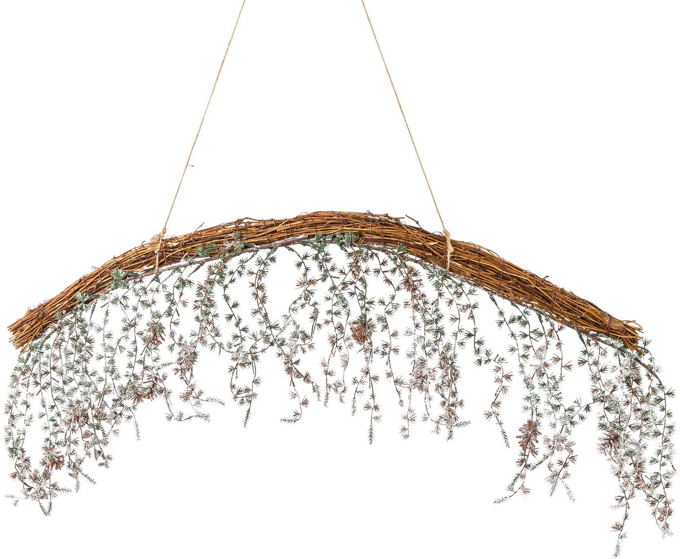 Winterliche Kunstpflanze Weihnachtsdeko Zeder, Creativ deco, Reisigbogen mit Zweige in geeister Optik, Länge 78 cm