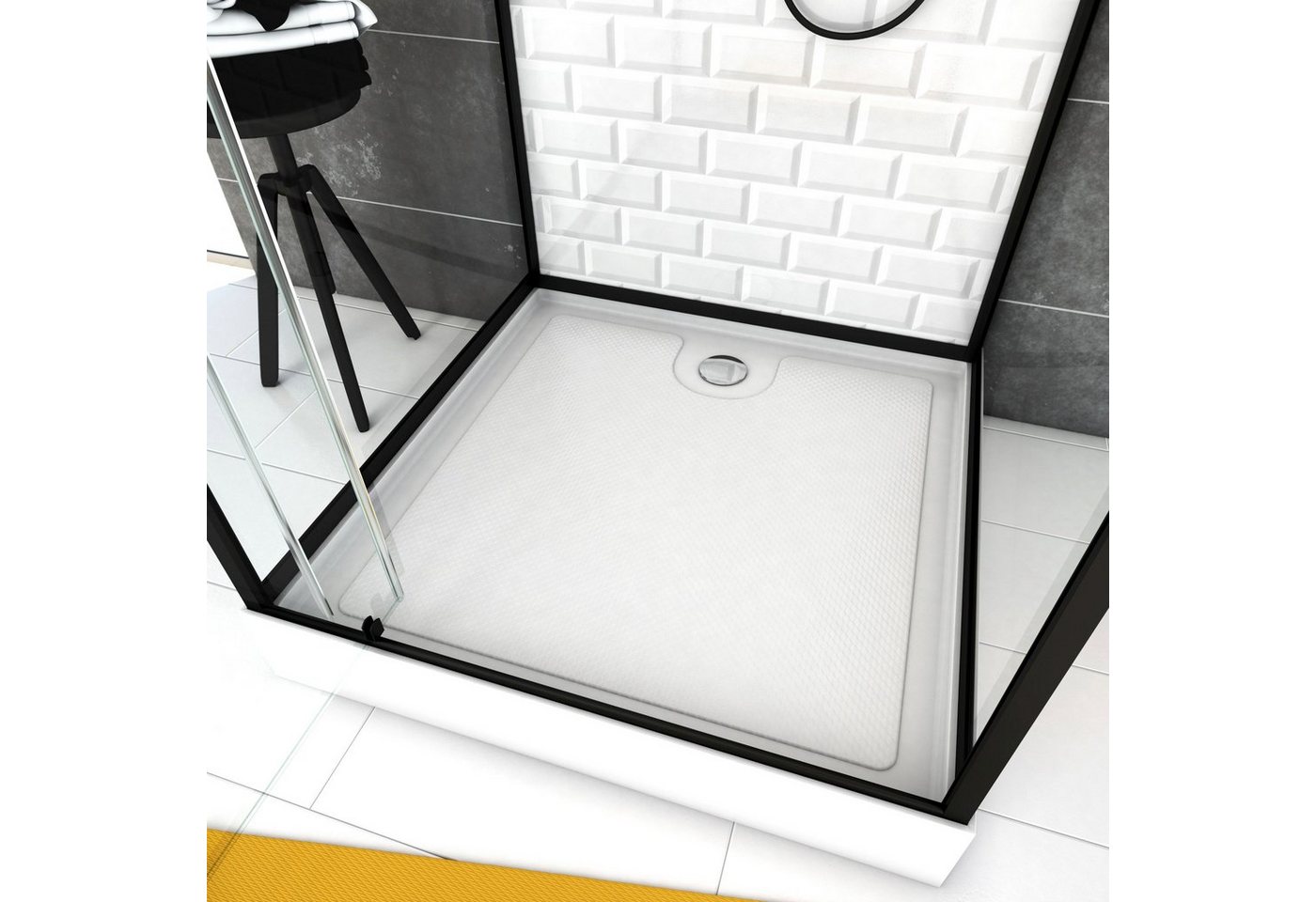 Marwell Komplettdusche White Stone, BxT: 80x80 cm, Einscheibensicherheitsglas, inkl. Armaturen