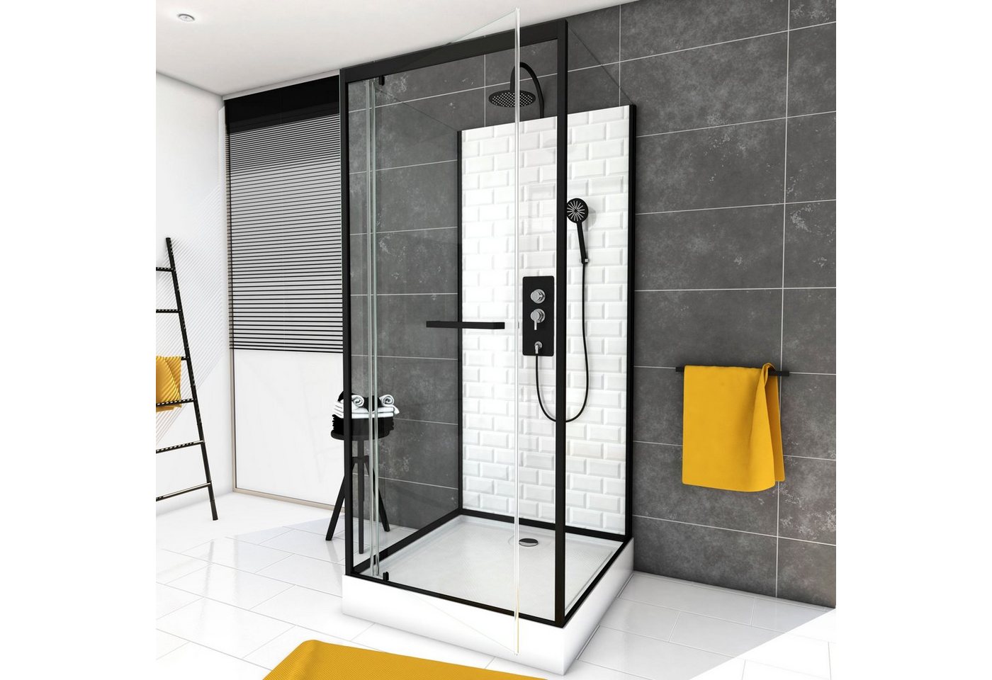 Marwell Komplettdusche White Stone, BxT: 80x80 cm, Einscheibensicherheitsglas, inkl. Armaturen Bild 3