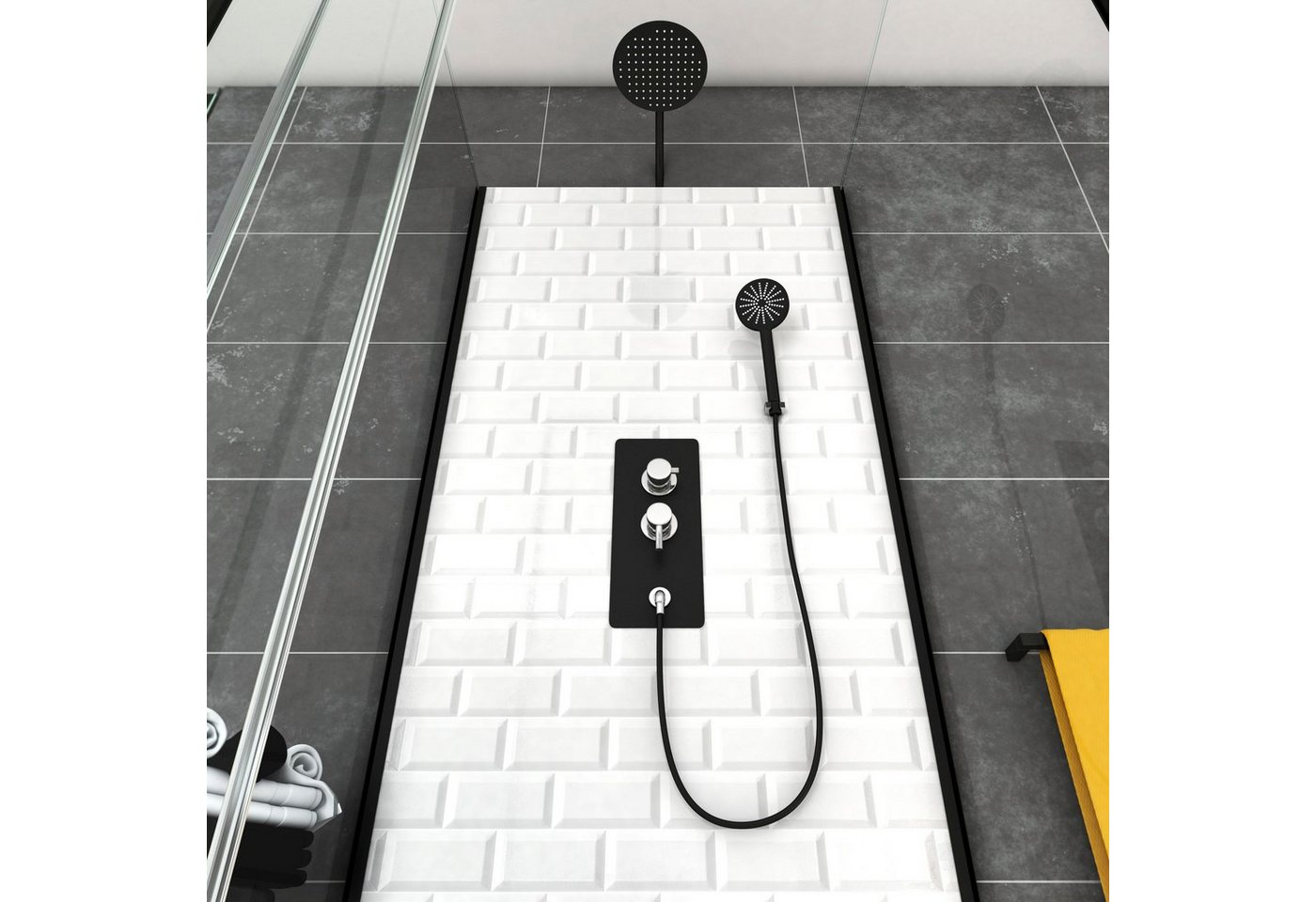 Marwell Komplettdusche White Stone, BxT: 80x80 cm, Einscheibensicherheitsglas, inkl. Armaturen Bild 4