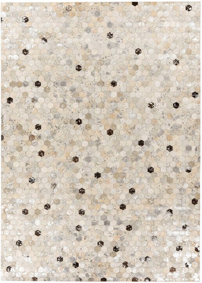 Kayoom Lederteppich Ravi 400 - Fellteppich, rechteckig, Höhe: 8 mm, metallische Effekte, Patchwork Dessin, Rindsfell mit Wollrücken Bild 2