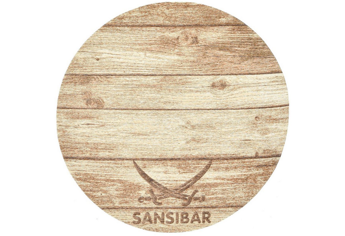 Sansibar Teppich Keitum 009, rund, Höhe: 3 mm, Flachgewebe, Motiv Holzdielen & gekreuzte Säbel Bild 5