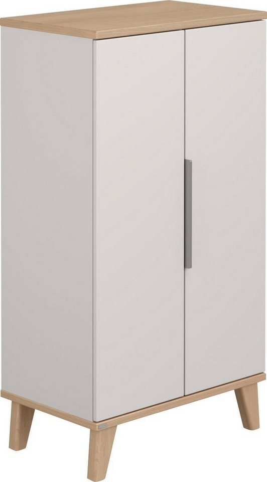 PAIDI Standregal FIENE in Grau, 2 Türen mit Soft-Close, 6 Fächer, stabiles und langlebiges Regal aus Holz, geprüfte Qualität