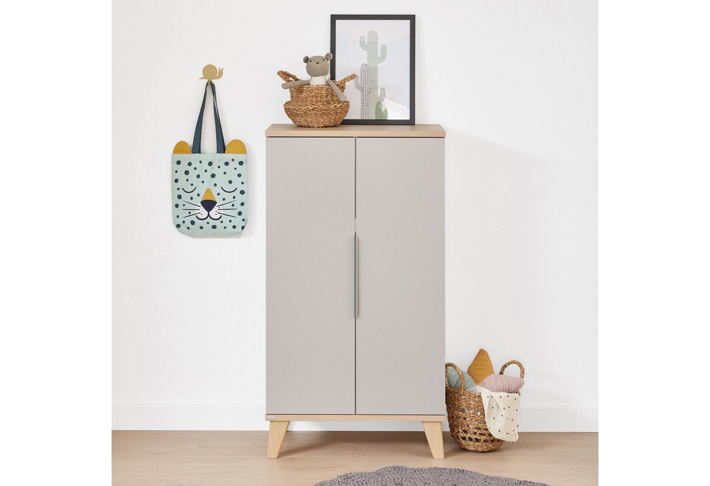 PAIDI Standregal FIENE in Grau, 2 Türen mit Soft-Close, 6 Fächer, stabiles und langlebiges Regal aus Holz, geprüfte Qualität Bild 4