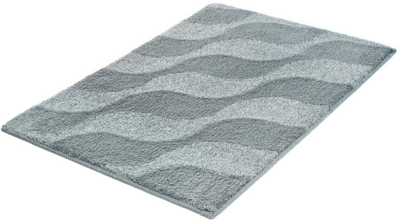 Kleine Wolke Badematte »Onda«, Badvorleger, Badezimmer Teppich, Höhe 15 mm, rutschhemmend beschichtet, fußbodenheizungsgeeignet, Polyacryl, rechteckig, Badteppich, modernes Ton in Ton Wellendesign, flauschig